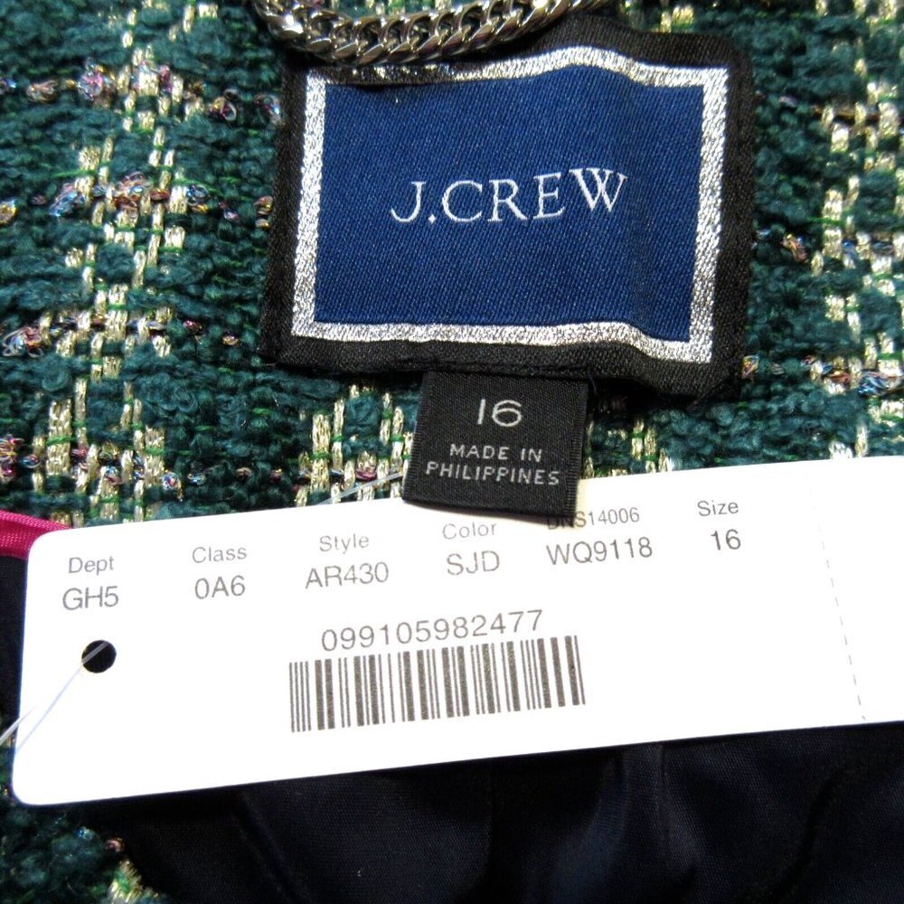 NWT J.Crew Lady Jacket in Spicy Jade Emerald Metallic Tweed Blazer 16 - Picture 6 of 9
